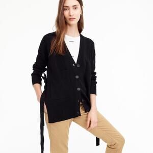 J. CREW Slouchy Side Tie Cardigan Sweater Black Medium M